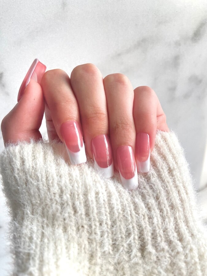 40 Cute Acrylic Nails To Wear This Spring : White French Nails with 3D  Flower I Take You | Wedding Readings | Wedding Ideas | Wedding Dresses |  Wedding Theme